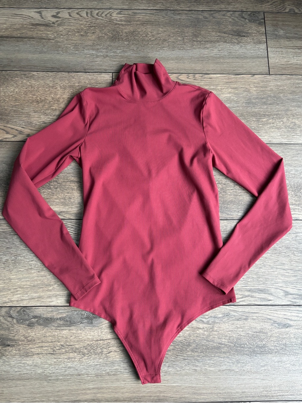 SPANX Suit Yourself Ribbed Long Sleeve Turtleneck Bodysuit Rose Pink Mauve small